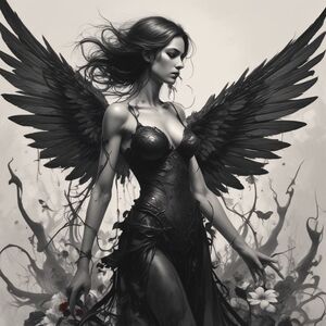 Mystical Black Winged Art Print 8x10